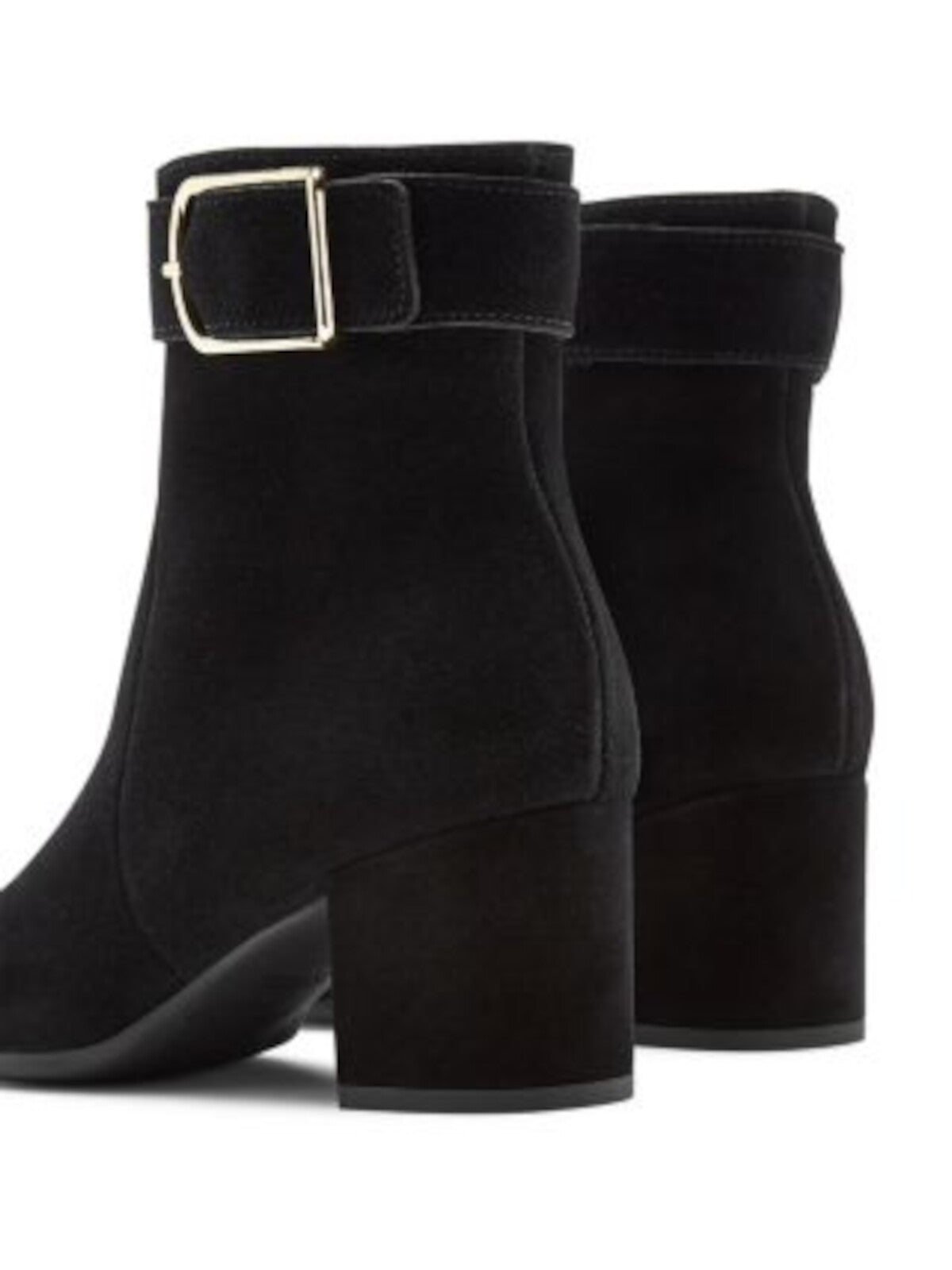 LA CANADIENNE Womens Black Breathable Cushioned Buckle Accent Waterproof Jesse Square Toe Block Heel Zip-Up Leather Heeled Boots 5 M