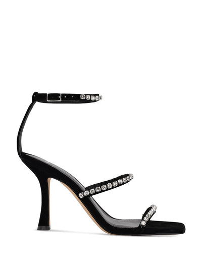 MARC FISHER Womens Black Ankle Strap Embellished Dezzi Square Toe Stiletto Buckle Leather Dress Heeled Sandal 6 M