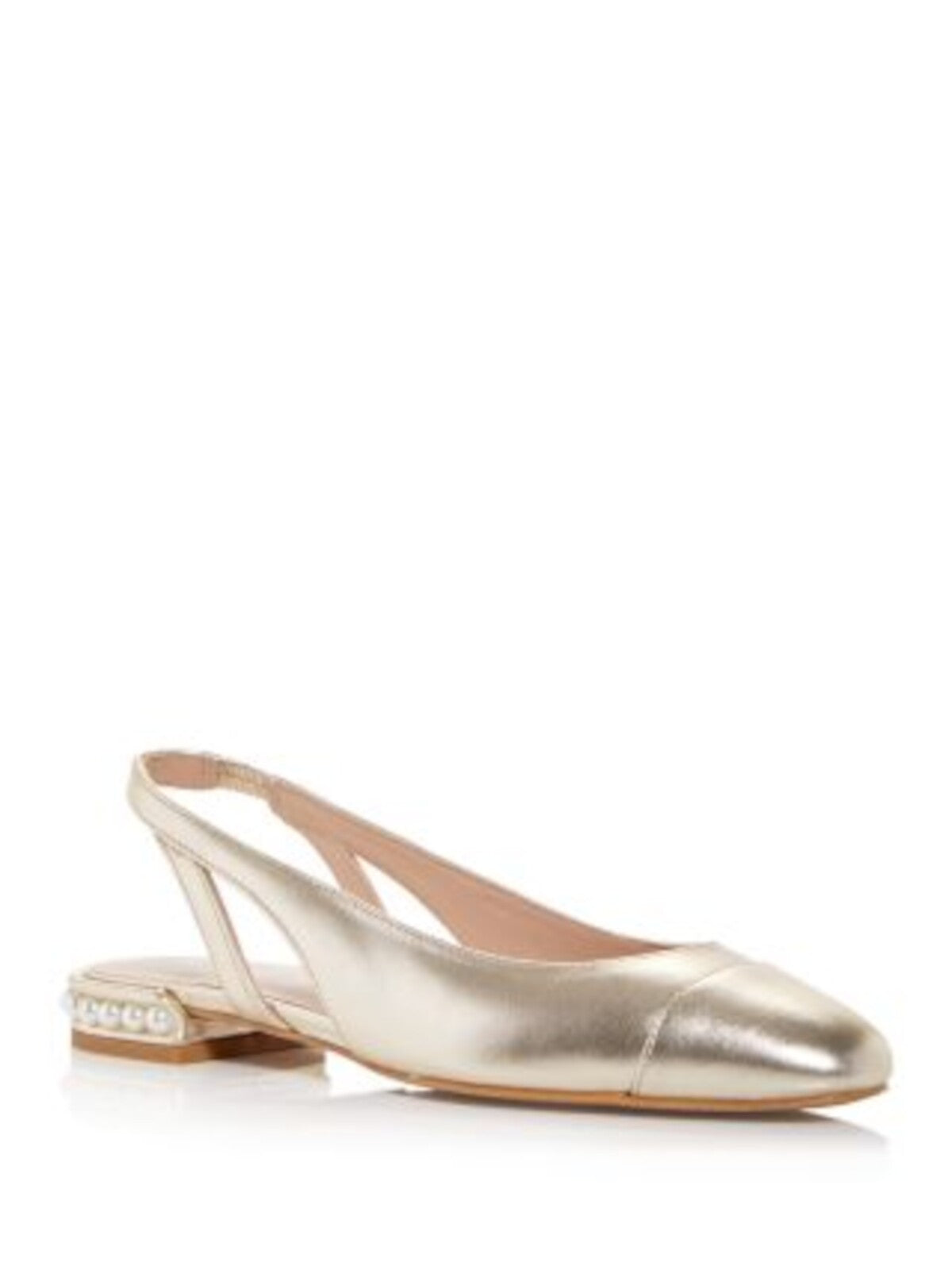 STUART WEITZMAN Womens Beige Slingback Embellished Pearl Round Toe Slip On Leather Flats Shoes 6 B