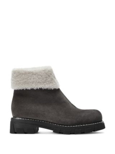 LA CANADIENNE Womens Brown 1" Platform Shearling Trim Padded Lug Sole Abba Round Toe Zip-Up Leather Booties 7 M