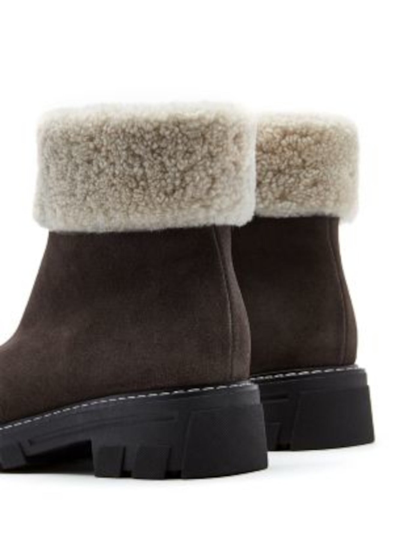 LA CANADIENNE Womens Brown 1" Platform Shearling Trim Padded Lug Sole Abba Round Toe Zip-Up Leather Booties 7 M