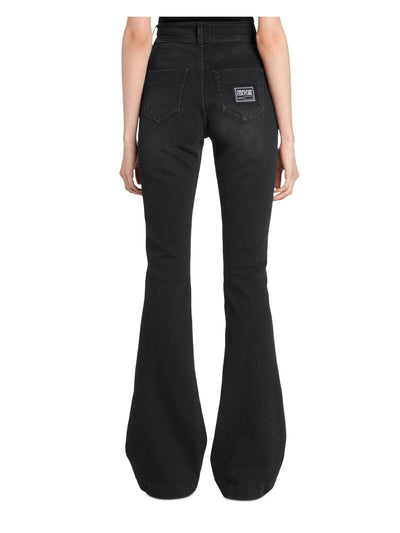 VERSACE JEANS COUTURE Womens Black Pocketed Button Fly Flare Jeans 24