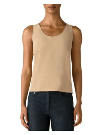 ST JOHN Womens Beige Sleeveless Scoop Neck Tank Top XS