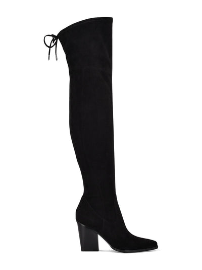 MARC FISHER Womens Black Back Tie Stretch Okun Pointed Toe Block Heel Zip-Up Heeled Boots 5.5 M