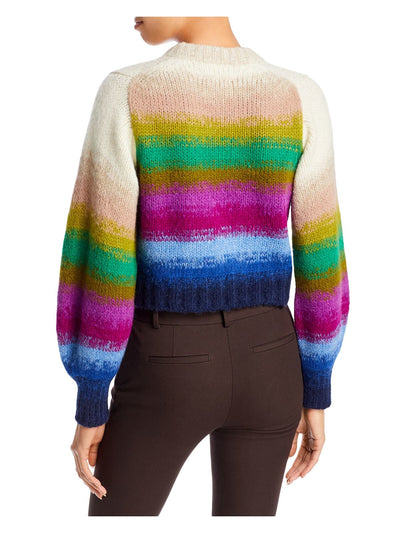 ELEVEN SIX Womens Beige Ribbed Knit Pullover Striped Long Sleeve Crew Neck Sweater M