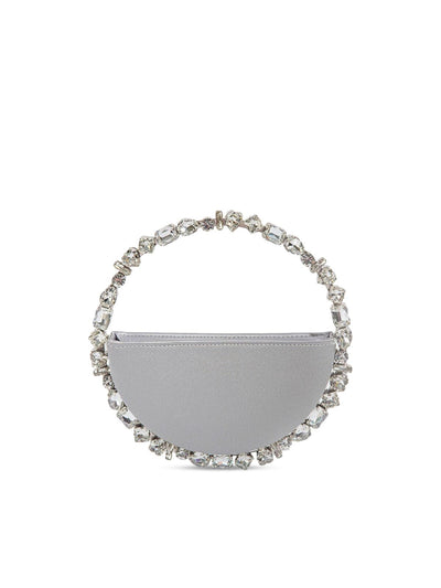 LALINGI Women's Silver Rhinestone Solid Single Strap Clutch Handbag Purse