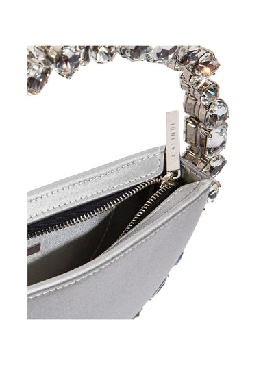 LALINGI Women's Silver Rhinestone Solid Single Strap Clutch Handbag Purse