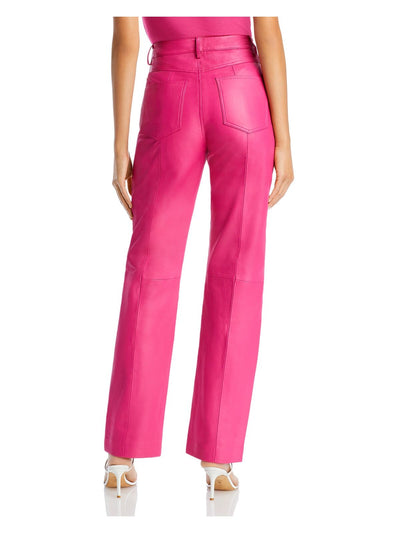 REMAIN Womens Pink Pocketed Zippered Seams At Knee Straight leg Pants 4