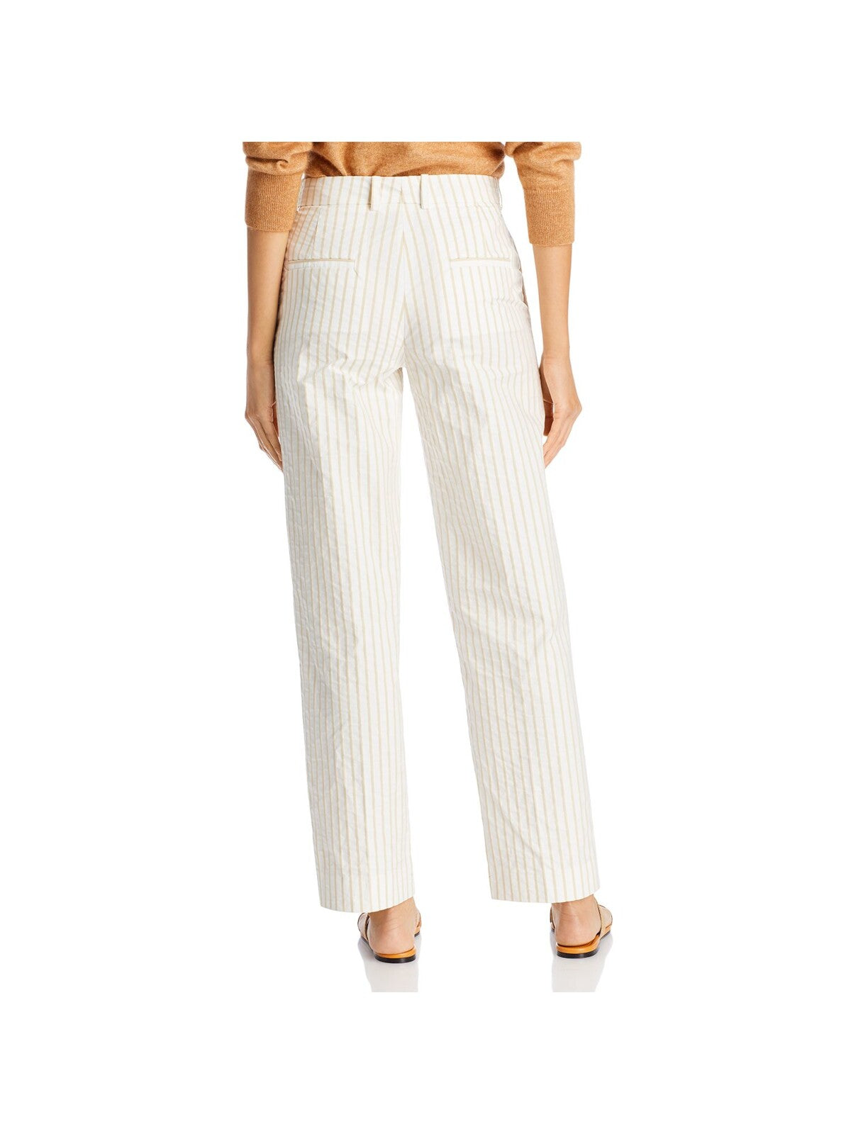 FABIANA FILIPPI Womens Ivory Zippered Pocketed Striped Wear To Work Straight leg Pants S