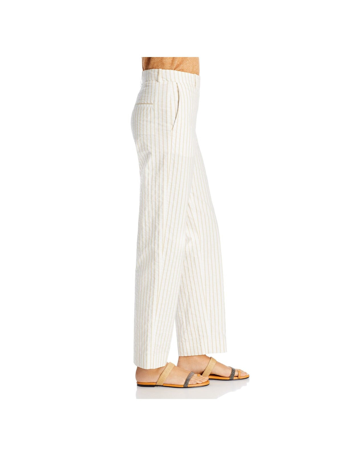 FABIANA FILIPPI Womens Ivory Zippered Pocketed Striped Wear To Work Straight leg Pants S