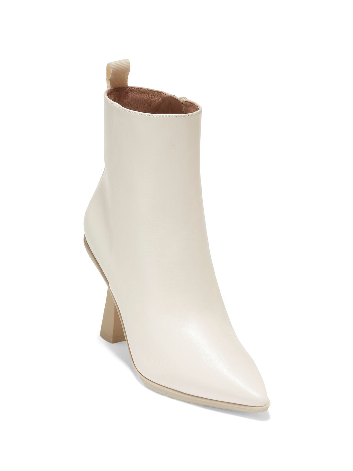 COLE HAAN Womens Ivory Pull Tab Padded Grand Ambition Pointed Toe Flare Zip-Up Leather Dress Booties 8 B