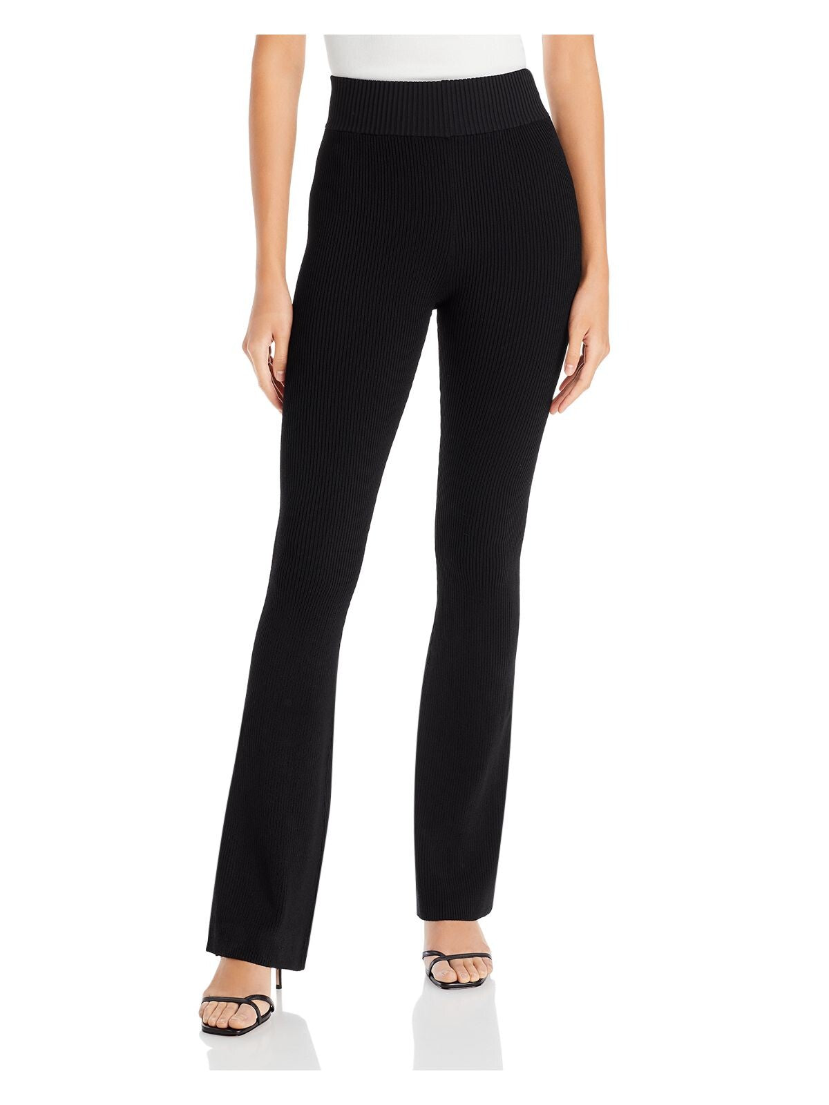 NICHOLAS Womens Button Placket Cuffs Pull On Ribbed Flare Pants