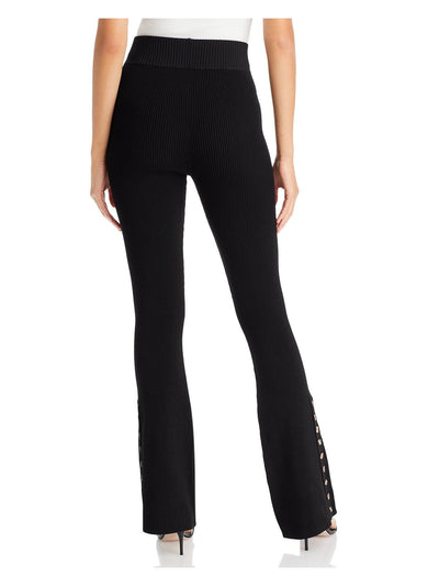 NICHOLAS Womens Button Placket Cuffs Pull On Ribbed Flare Pants