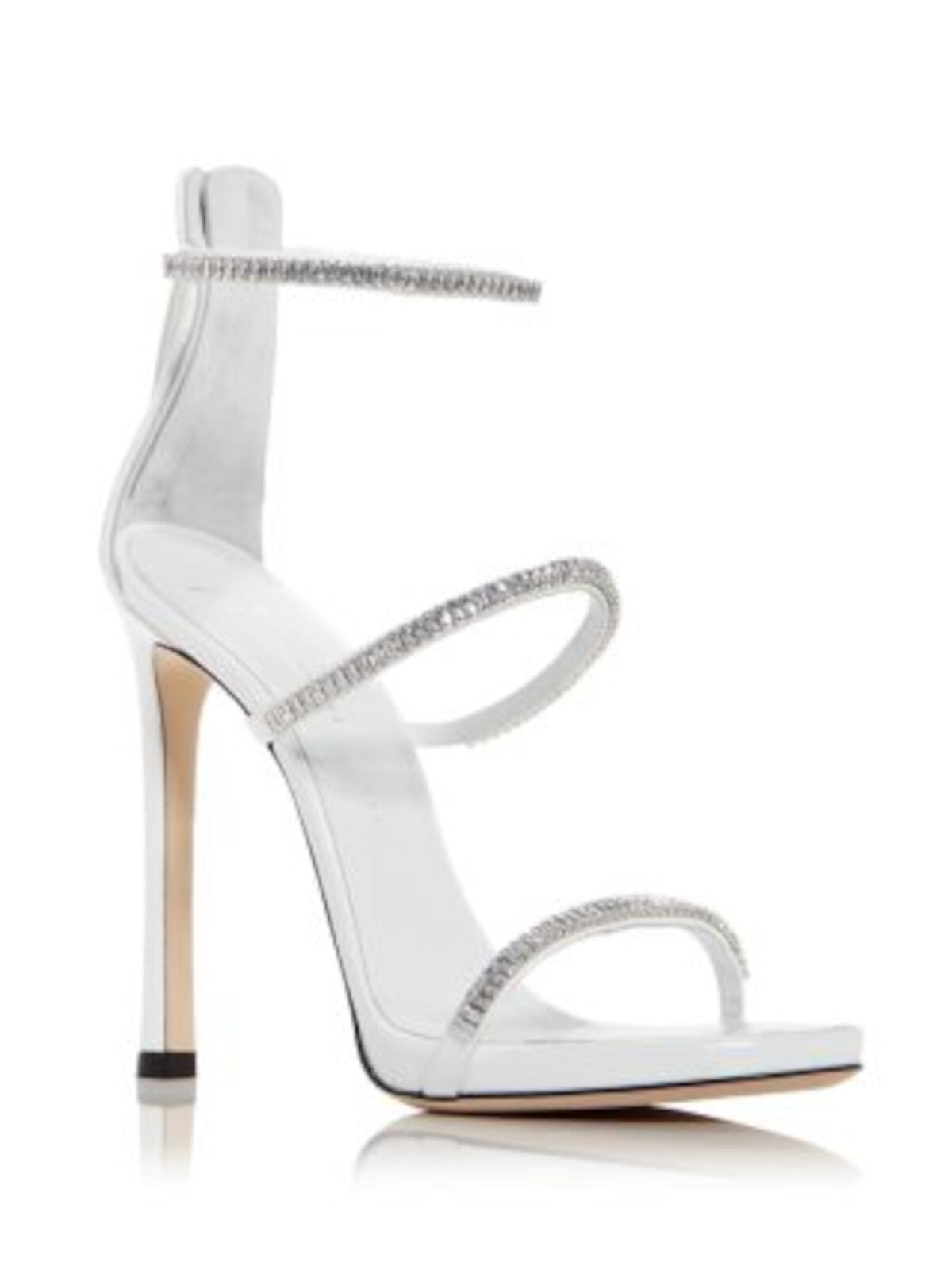 GIUSEPPE ZANOTTI Womens White Embellished Strappy Cantadora Almond Toe Stiletto Zip-Up Leather Dress Heeled Sandal 37