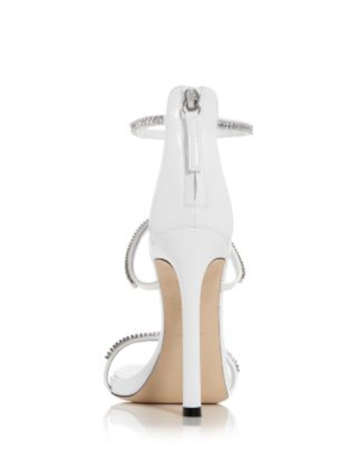 GIUSEPPE ZANOTTI Womens White Embellished Strappy Cantadora Almond Toe Stiletto Zip-Up Leather Dress Heeled Sandal 37