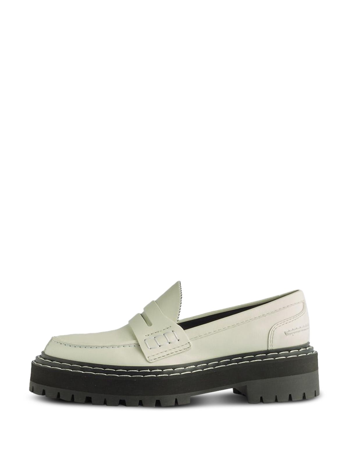 PROENZA SCHOULER Womens Ivory 1" Platform Penny Strap Padded Scalloped Round Toe Slip On Leather Dress Loafers Shoes 37