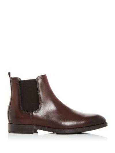 TO BOOT NEW YORK Mens Brown Heel Pull-Tab Burnished Goring Padded Kensington Almond Toe Block Heel Chelsea Boot 12 M