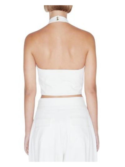 ROSETTA GETTY Womens White Sleeveless Halter Party Crop Top 8