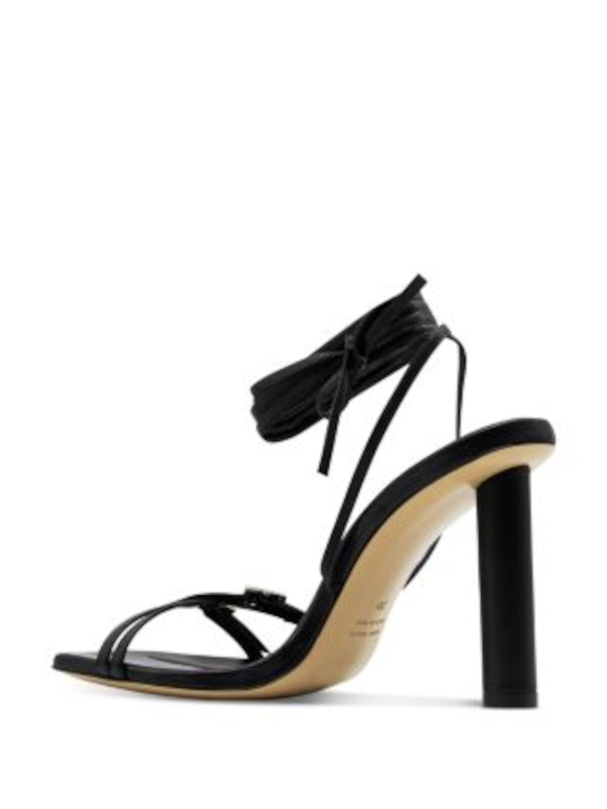 ILIO SMERALDO Womens Black Ankle Wrap Ties Buckle Accent Padded Square Toe Sculpted Heel Lace-Up Leather Heeled Sandal 37