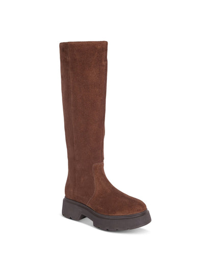 KENNETH COLE NEW YORK Womens Brown 1" Platform Padded Goring Lug Sole Marge Round Toe Zip-Up Leather Boots Shoes 8.5 M