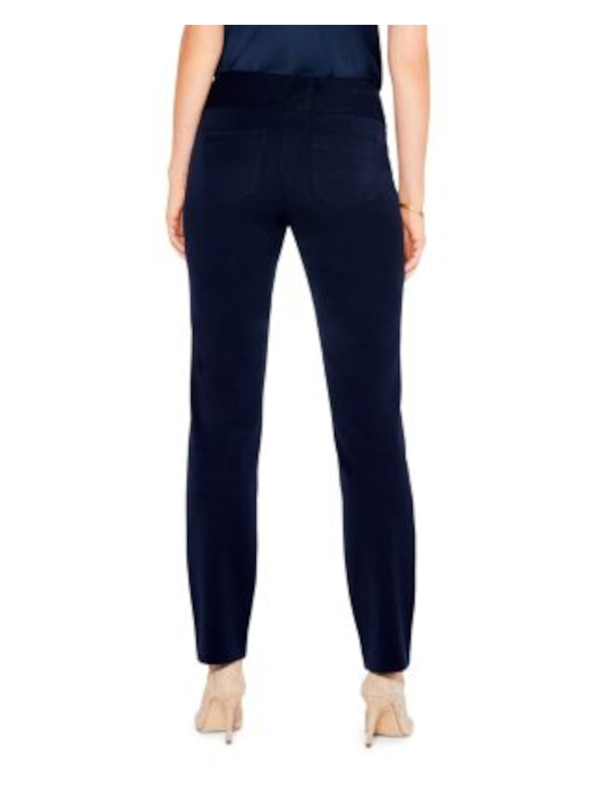 NIC+ZOE Womens Navy Pocketed Elastic Waist Faux Fly Pull-on Straight leg Pants 2