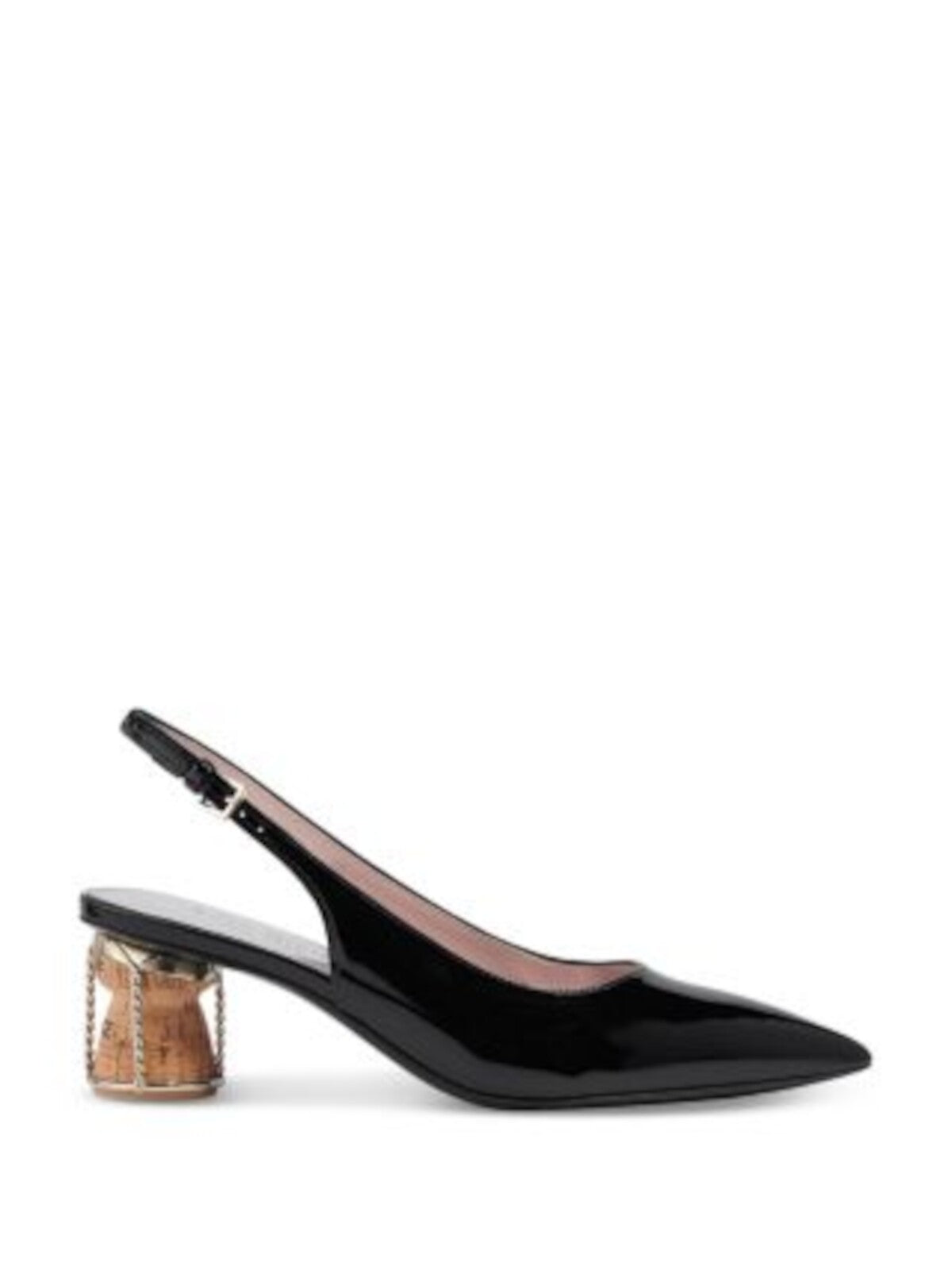 KATE SPADE NEW YORK Womens Black Padded Soiree Pointed Toe Sculpted Heel Buckle Leather Dress Slingback 5 B