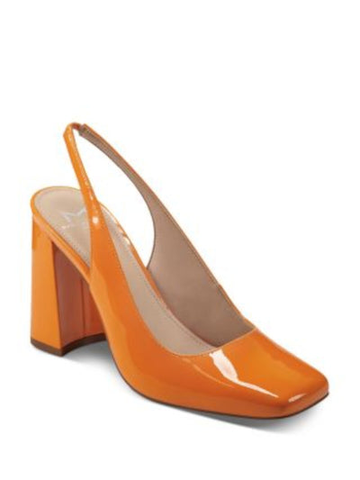 MARC FISHER LTD Womens Orange Goring Padded Onna Square Toe Block Heel Slip On Slingback 5.5 M