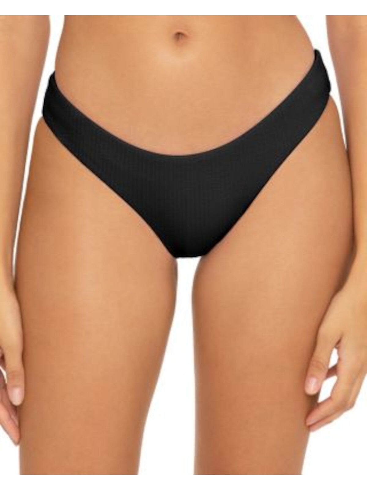 BECCA Women's Black Low Rise Lined Ruched Pucker Up Bikini Swimsuit Bottom M