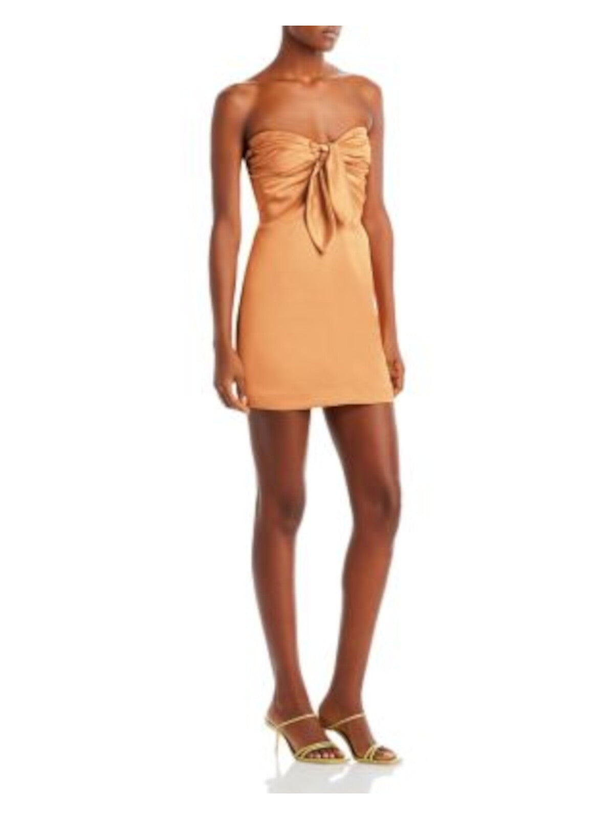 RAMY BROOK Womens Orange Cut Out Zippered Tie Front Lined Sleeveless Strapless Short Party Sheath Dress 12