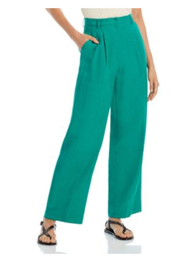 LUCY PARIS Womens Pleated Pocketed Belt Loops Wear To Work Wide Leg Pants