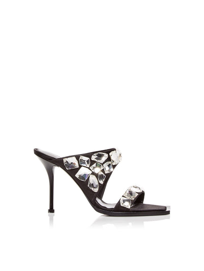 ALEXANDER MCQUEEN Womens Black Embellished Padded Square Toe Stiletto Slip On Heeled Sandal 36.5