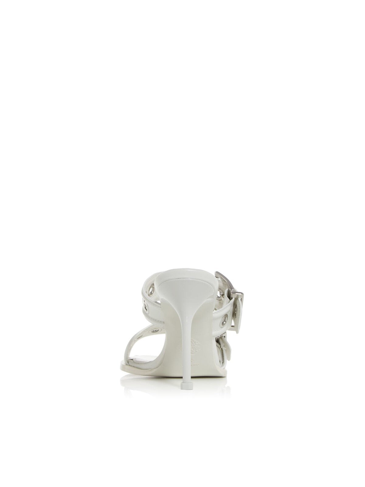 ALEXANDER MCQUEEN Womens White Grommets Padded Square Toe Stiletto Buckle Leather Heeled Sandal 40