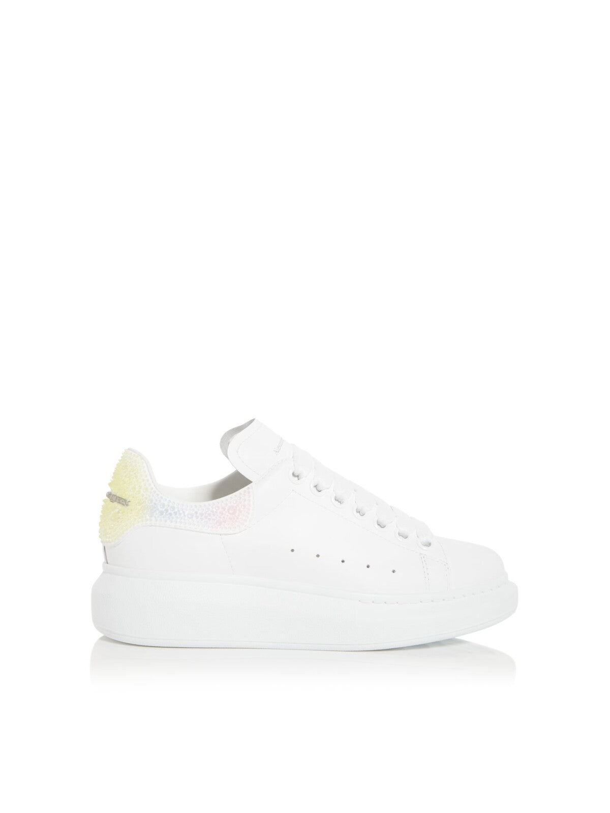 ALEXANDER MCQUEEN Womens White 1" Platform Embellished Padded Round Toe Wedge Lace-Up Sneakers Shoes 39.5