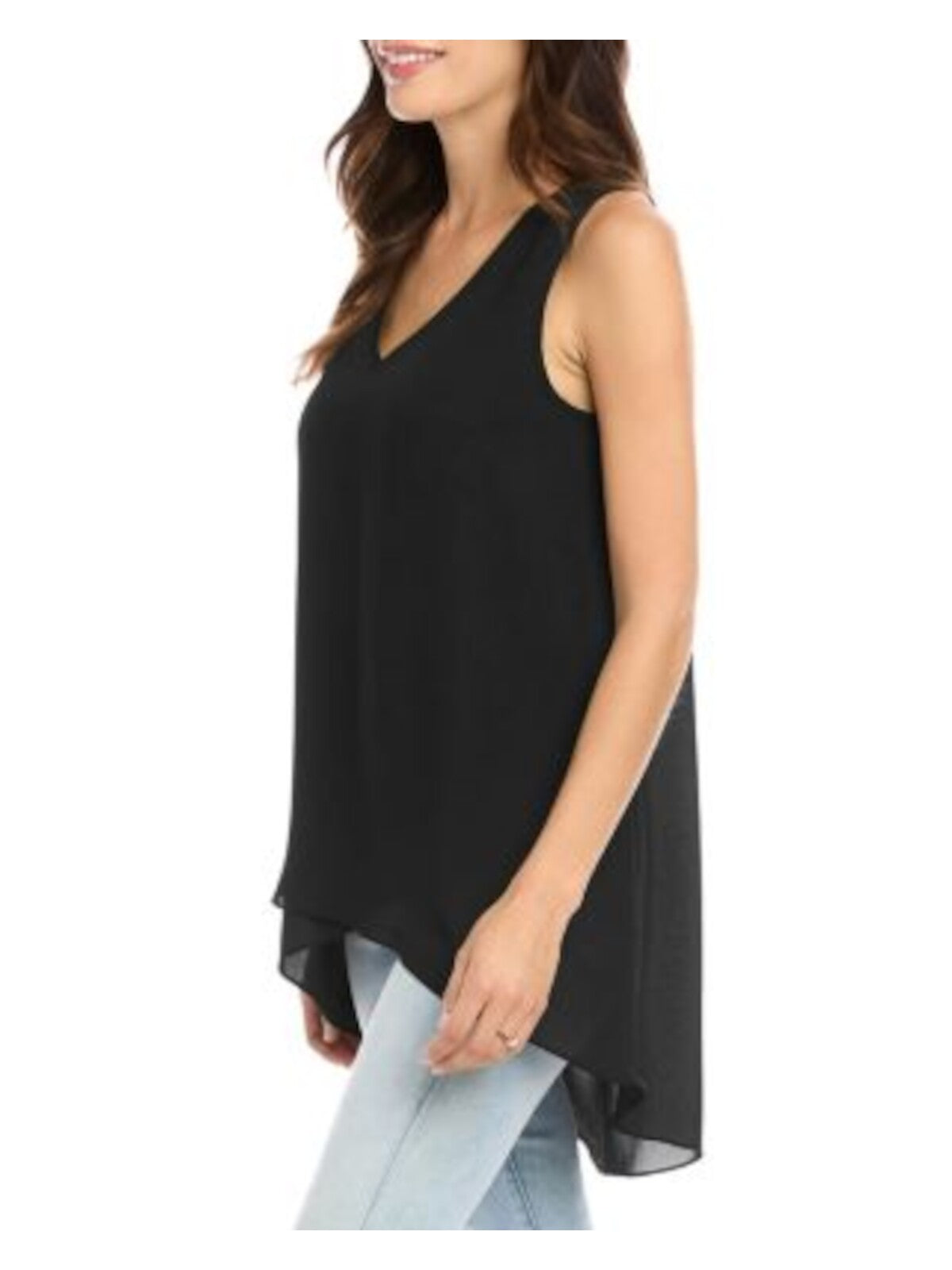 KAREN KANE Womens Black Sleeveless V Neck Top XS