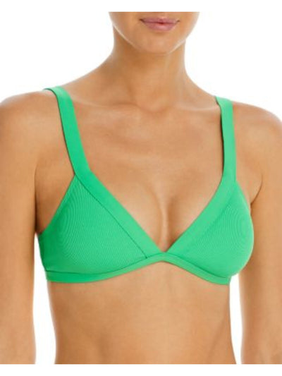 L SPACE Women's Green Removable Cups Lined Ribbed Lala Bra Swimwear Top S\P