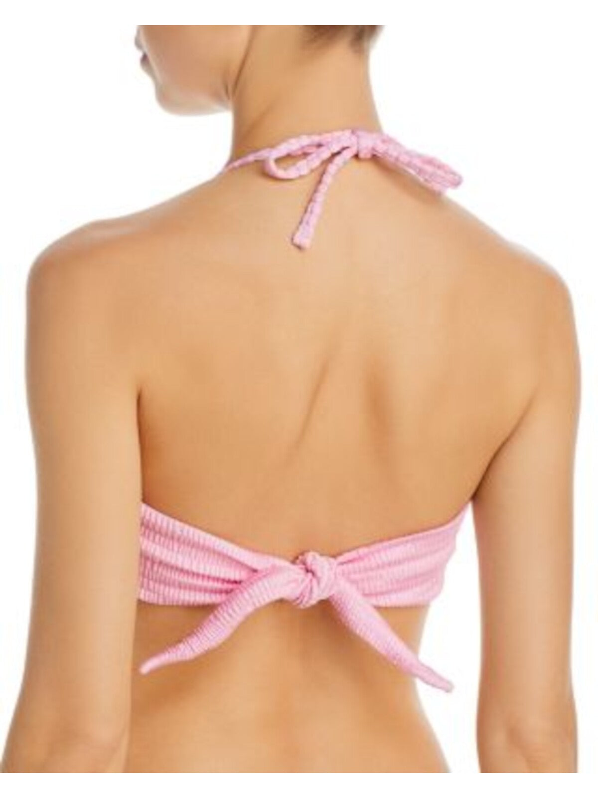 AQUA SWIM Women's Pink Stretch Ring Tie Bandeau Swimwear Top L