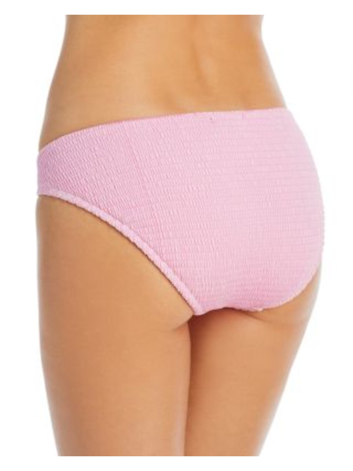 AQUA SWIM Women's Pink Stretch Elastic Waist Ring Textured Bikini Swimwear Bottom S