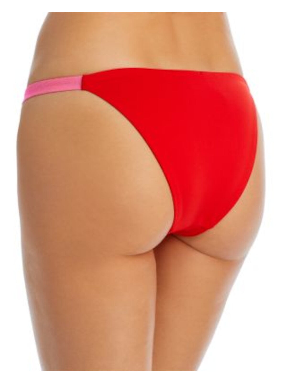 AQUA SWIM Women's Red Color Block Stretch Elasticized Waist Bikini Swimwear Bottom L