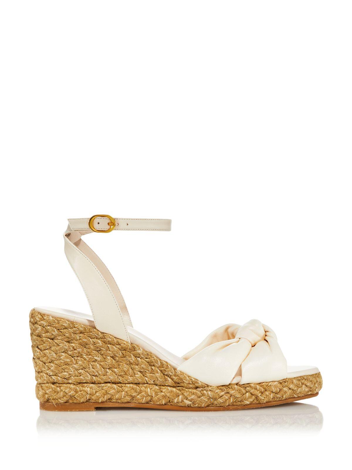 STUART WEITZMAN Womens Beige Knotted Straps Ankle Strap Padded Playa Open Toe Wedge Buckle Leather Espadrille Shoes 5.5 B