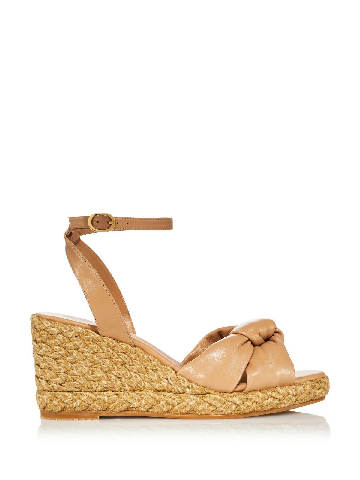 STUART WEITZMAN Womens Beige Knotted Straps Ankle Strap Padded Playa Open Toe Wedge Buckle Leather Espadrille Shoes 11 M