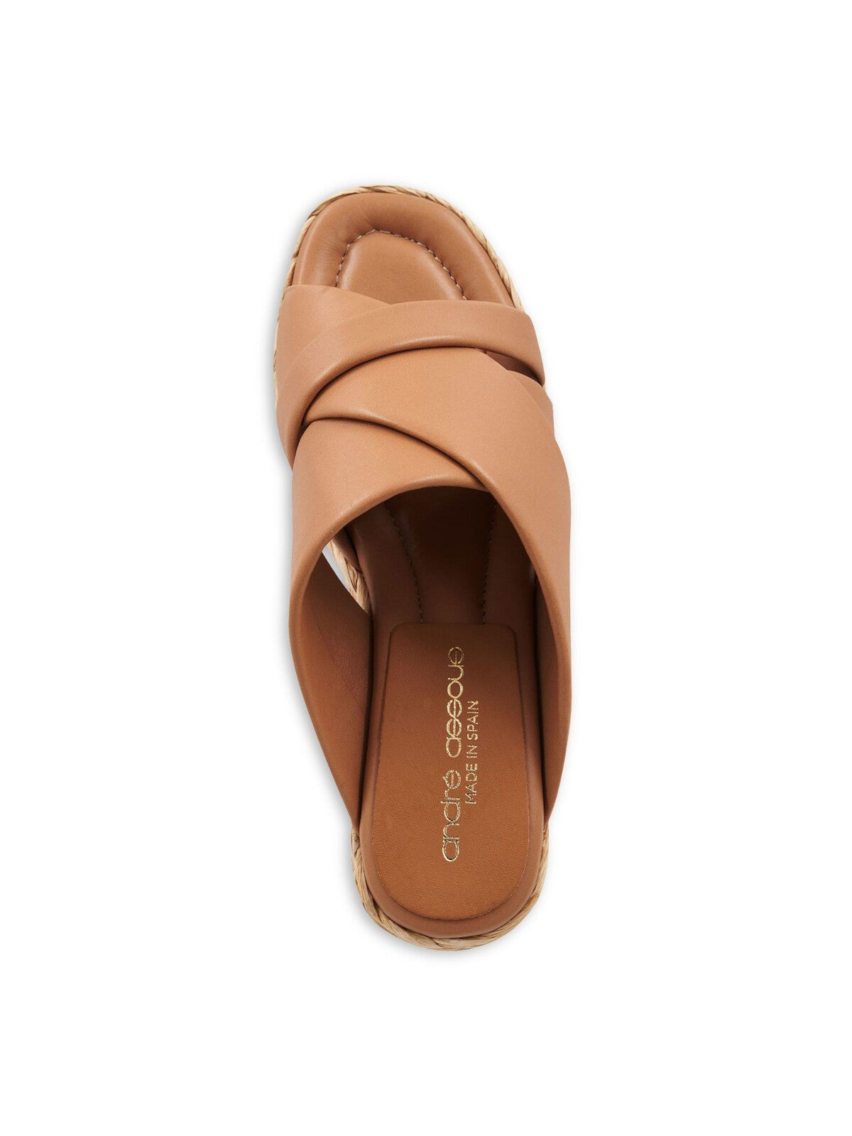 ANDRE ASSOUS Womens Brown 1-1/2" Platform Comfort Calsea Round Toe Wedge Slip On Leather Slide Sandals Shoes 40