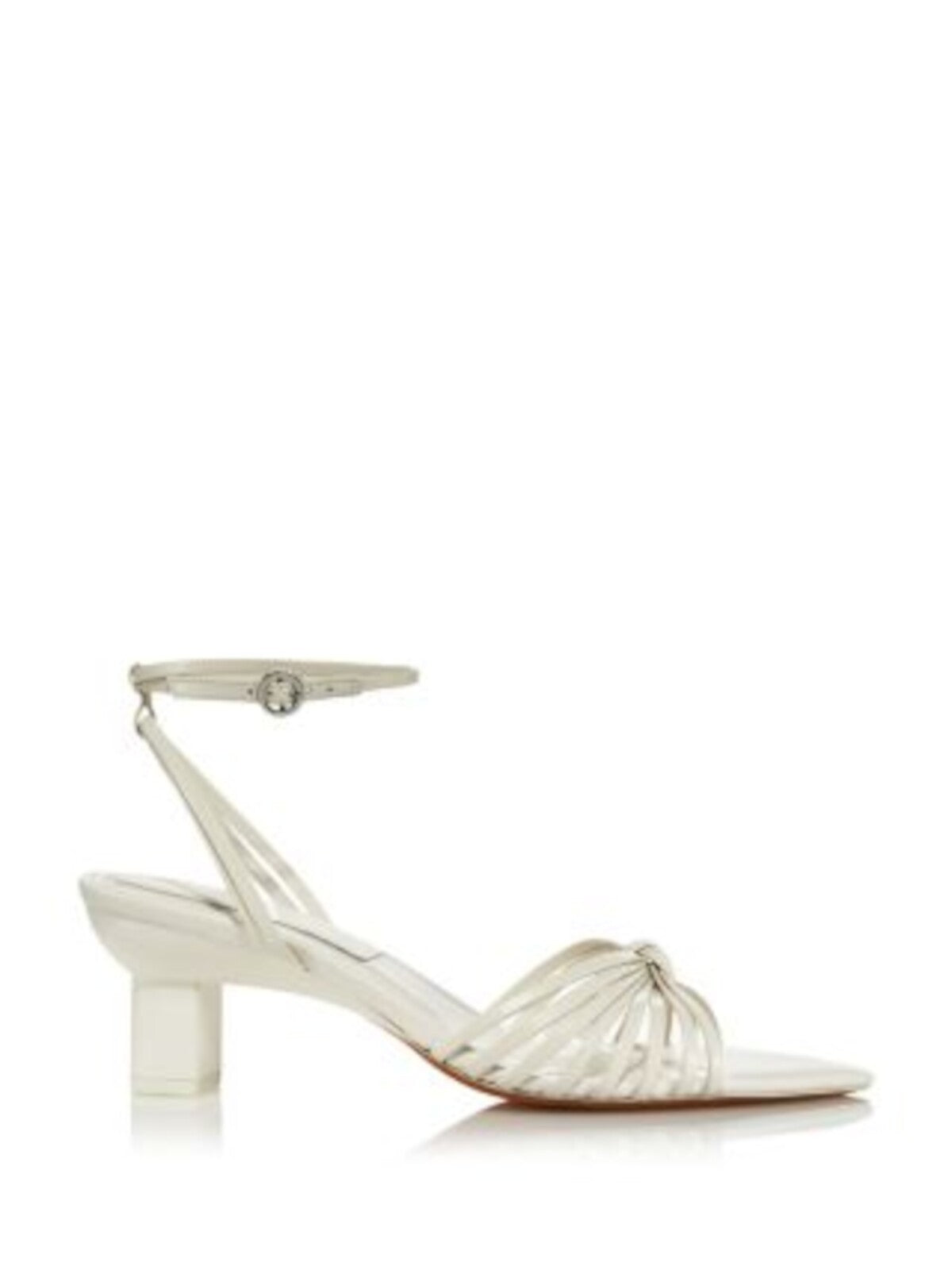 3.1 PHILLIP LIM Womens White Knotted Ankle Strap Padded Strappy Verona Pointed Toe Sculpted Heel Buckle Leather Heeled Sandal 39