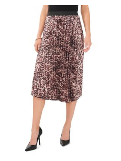 VINCE CAMUTO Womens Pink Pleated Elastic Waist Animal Print Below The Knee Wear To Work Accordion Pleat Skirt XS