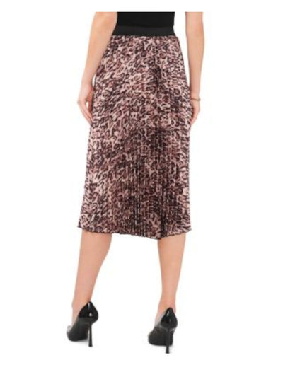 VINCE CAMUTO Womens Pink Pleated Elastic Waist Animal Print Below The Knee Wear To Work Accordion Pleat Skirt XS