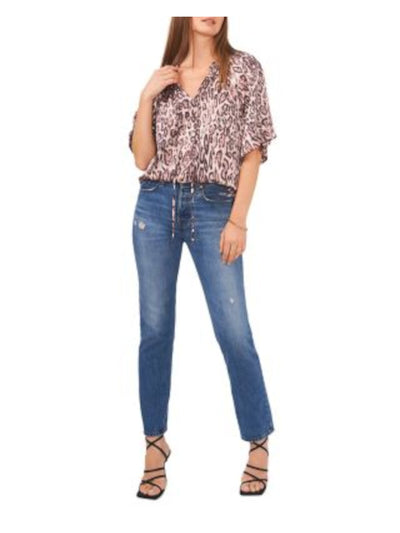 VINCE CAMUTO Womens Tie Pullover Elbow Sleeve Split Top