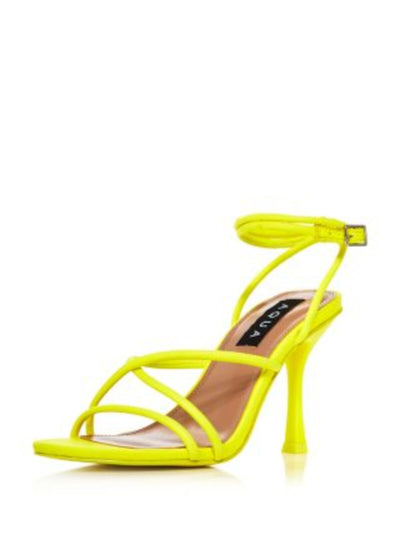 AQUA Womens Green Padded Ankle Strap Strappy Arlow Open Toe Flare Buckle Heeled Sandal 8