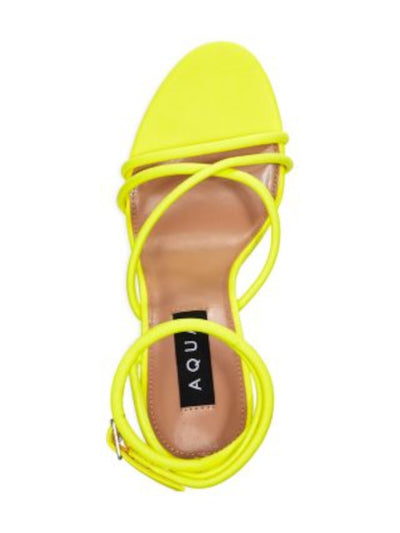 AQUA Womens Green Padded Ankle Strap Strappy Arlow Open Toe Flare Buckle Heeled Sandal 6