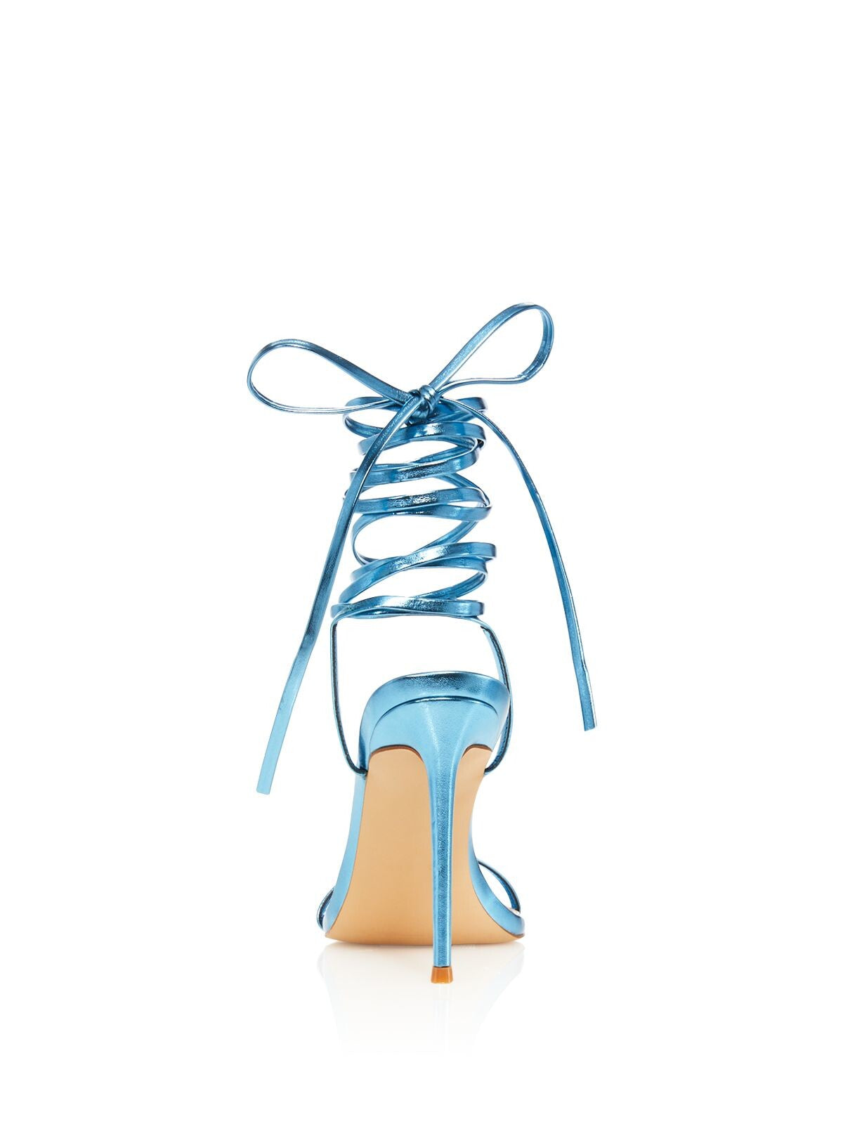 AQUA Womens Blue Wrapping Ankle Straps Padded Mandy Pointed Toe Stiletto Lace-Up Heeled Sandal 8 M