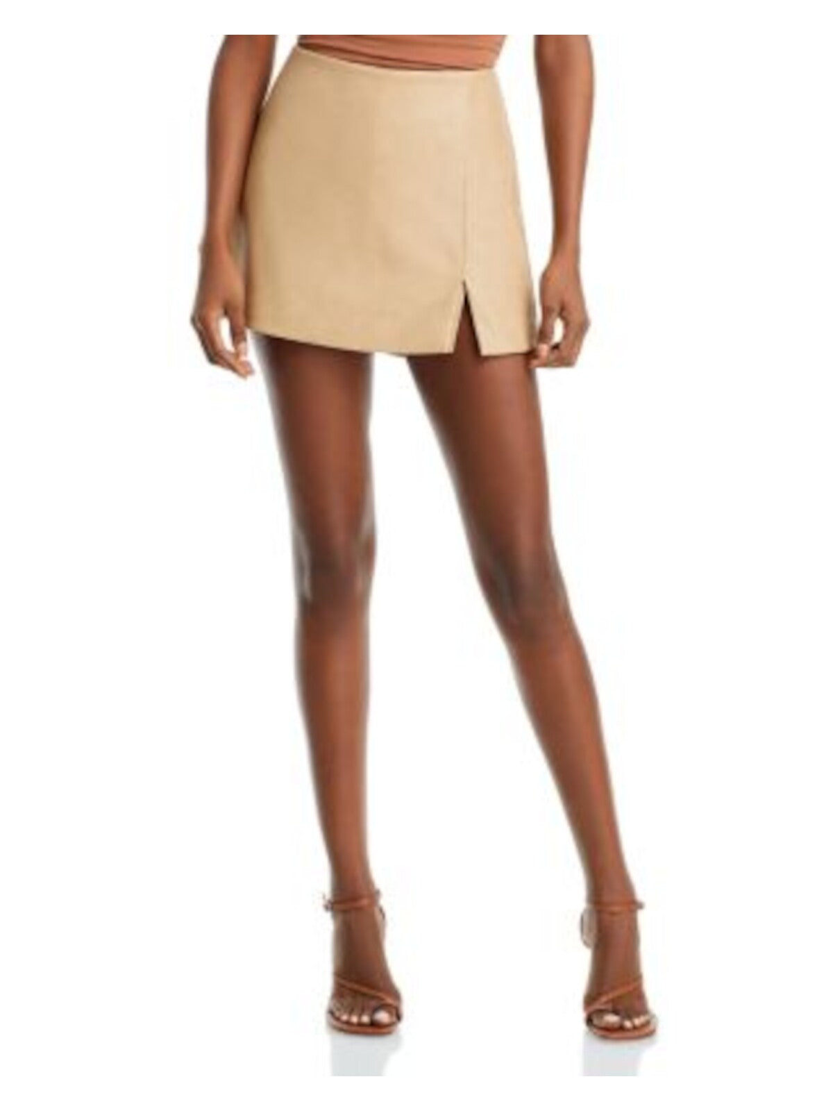 AQUA Womens Beige Zippered Lined Slit Hem Mini A-Line Skort XL