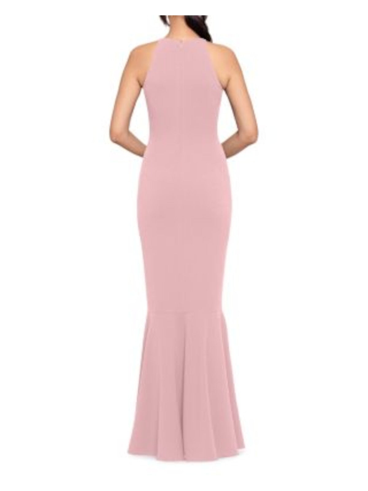 AQUA FORMAL Womens Zippered Round Neck Full-Length Evening Gown Dress